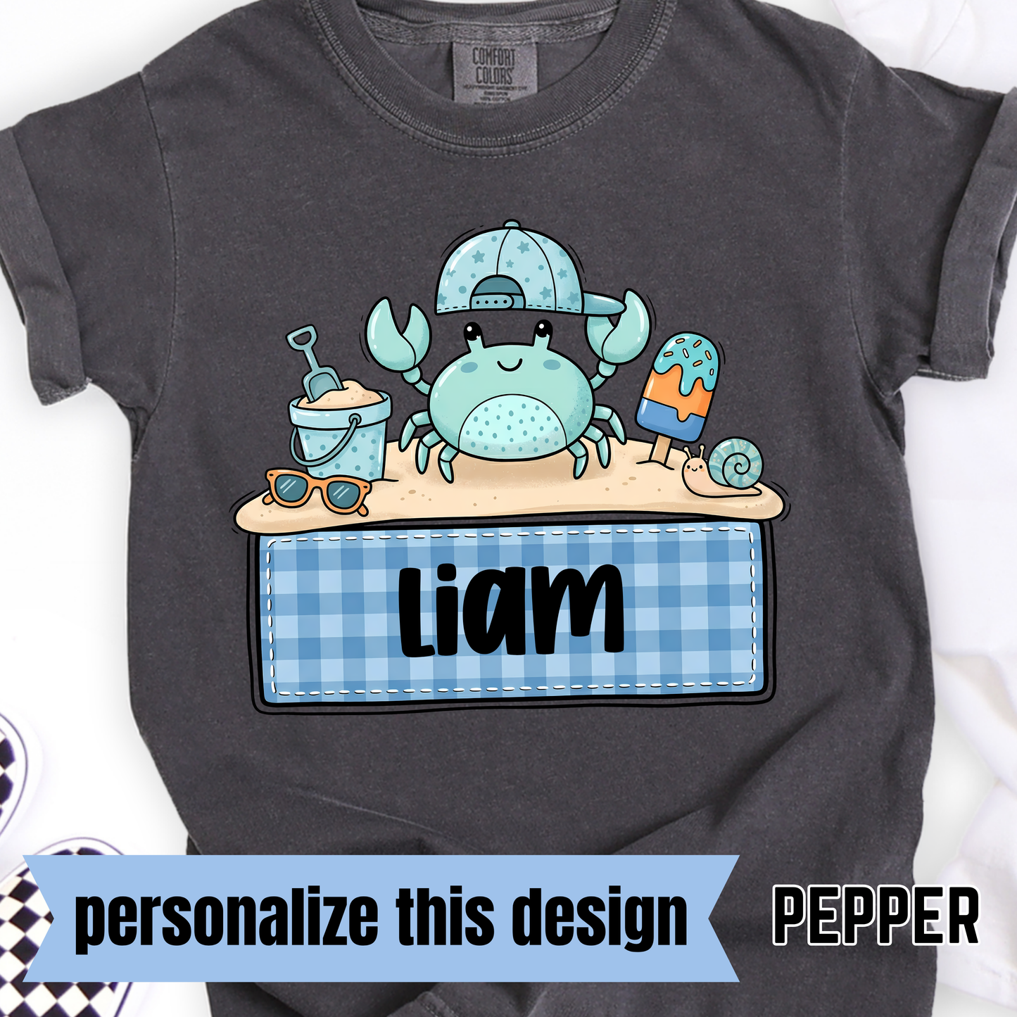 Summer Boy Crab - Personalized DTF Transfer