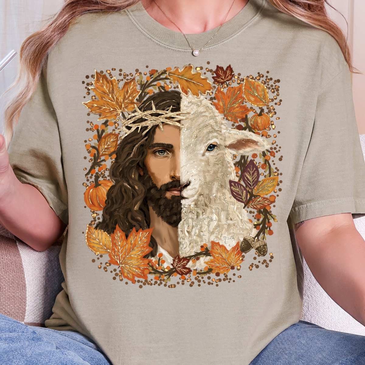 .Fall Jesus/Lamb - Full Color DTF Transfer - 0899