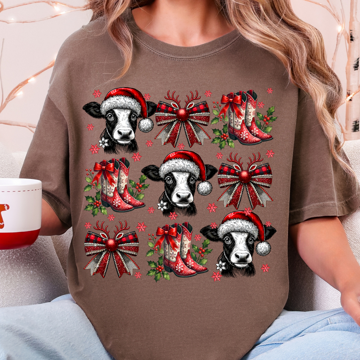 Holiday Boots & Cows - Full Color DTF Transfer - 0945
