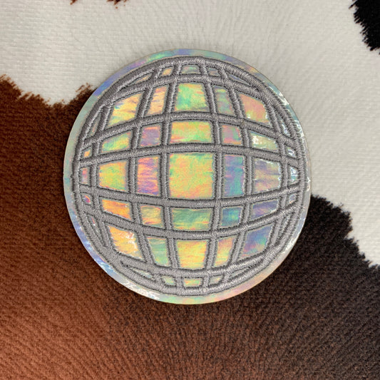 Holographic Disco Ball- 2.5" round Embroidery Patch