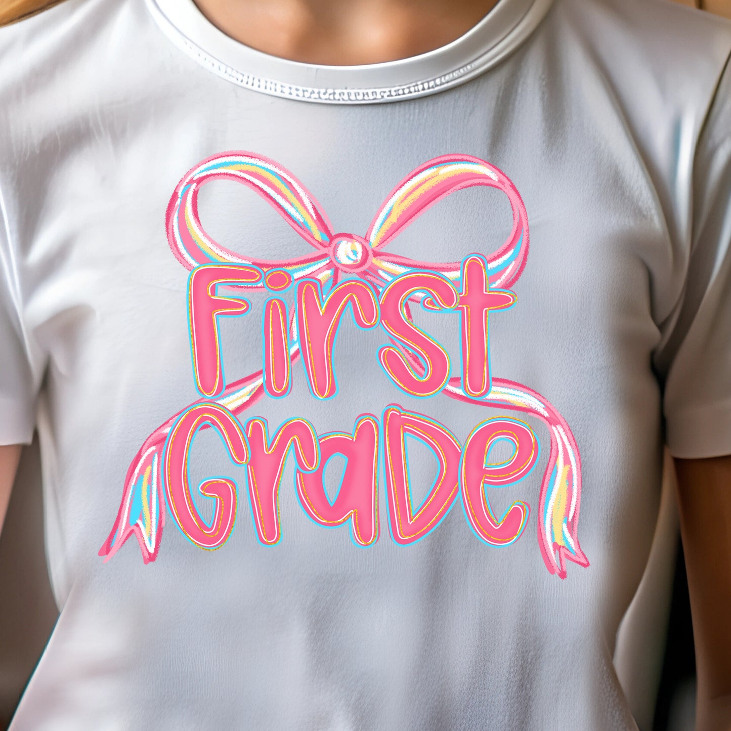 1st Grade Bow (youth)- 9" wide DTF Transfer
