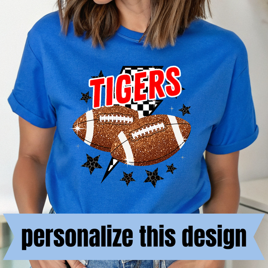 **CUSTOM** Faux Glitter & Football - Personalized DTF