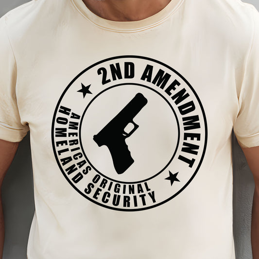 2nd Amendment, America's Original Homeland Security- Single Color (black)- 11.5" wide Plastisol Screen Print Transfer