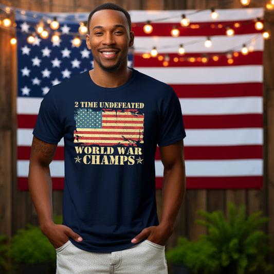 2 Time Undefeated World War Champs *full color matte clear film*- 11.5" wide Plastisol Screen Print Transfer