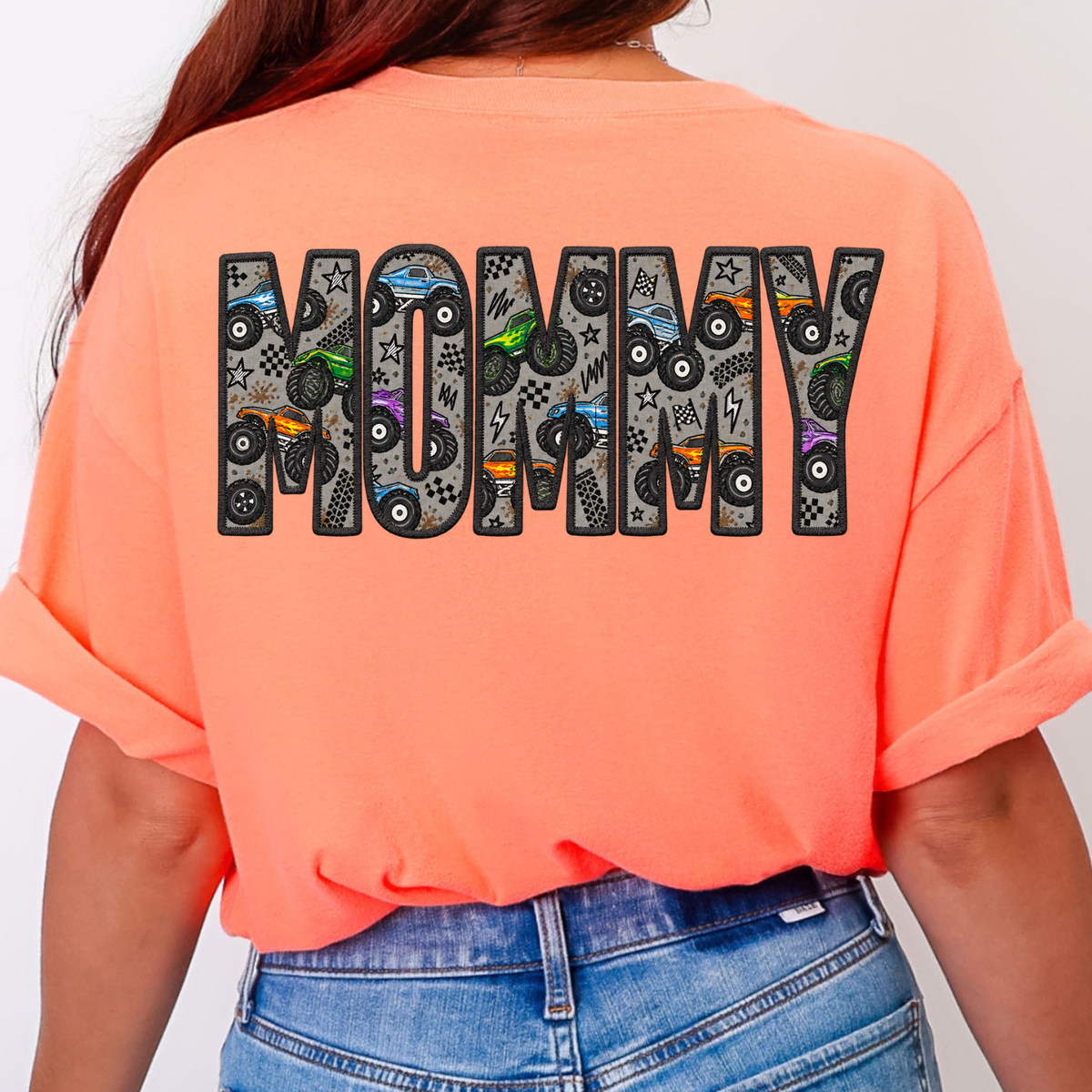 Mommy Monstertruck Faux Embroidery - Full Color DTF Transfer - 0973