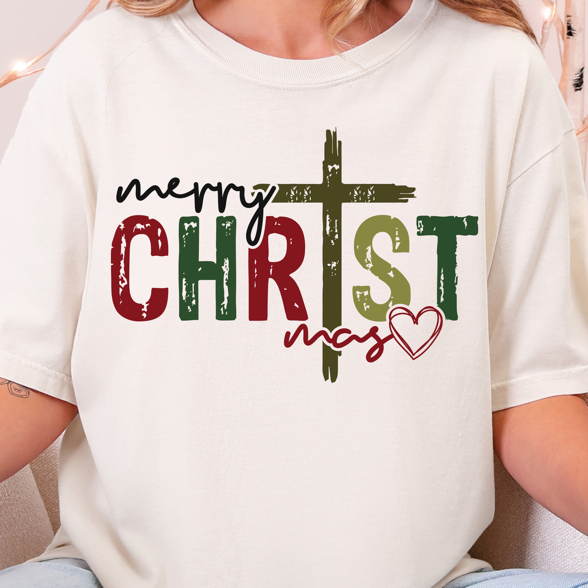 Merry Christmas Cross - Full Color DTF Transfer - 0983