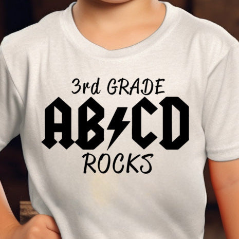 ABCD School Rocks- Single Color (black)- Screen Print Transfer
