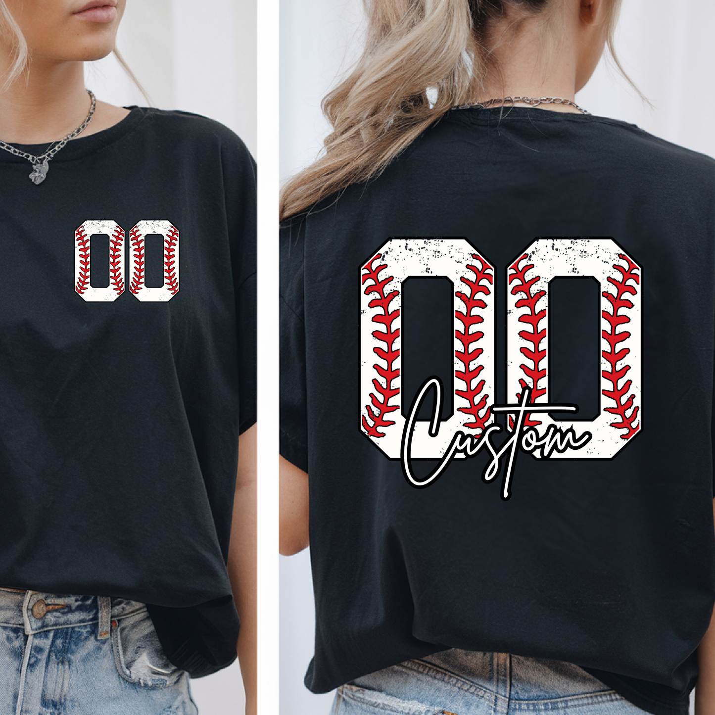 Baseball Number Tee - Black