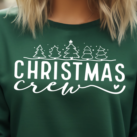 Christmas Crew- Single Color (white)- 11.5” wide Screen Print Transfer