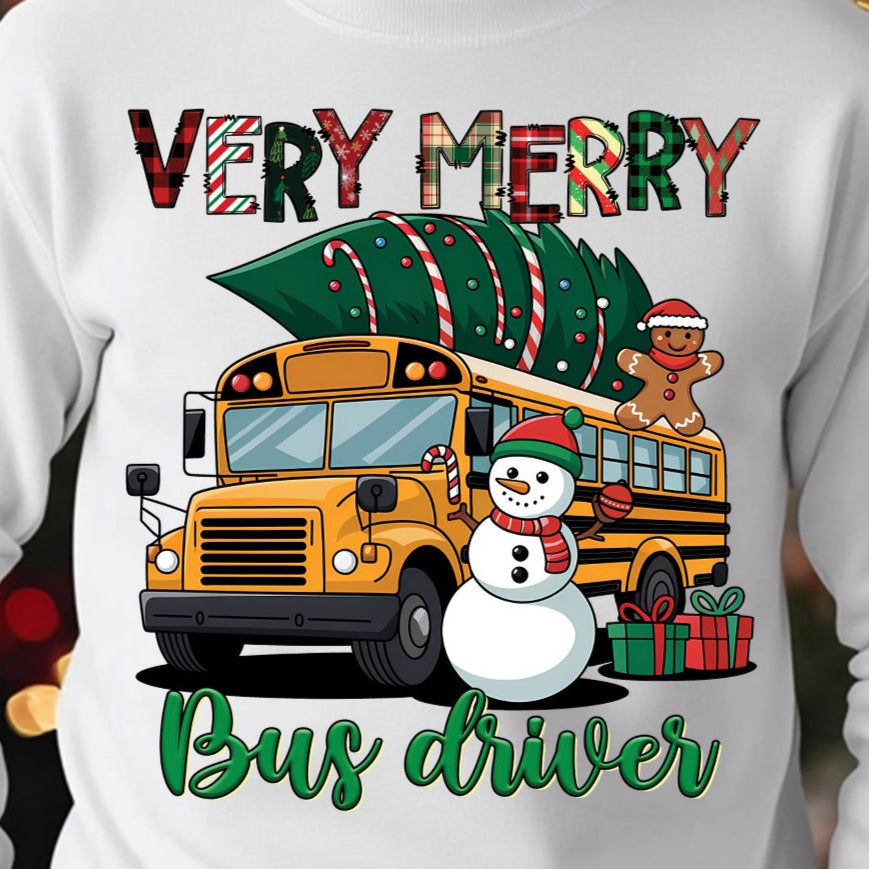 Very Merry Bus Driver- 11" wide DTF Transfer