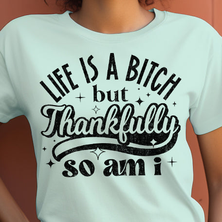 Life’s a B!tch, but Thankfully So Am I- Single Color (black)- 11.5” wide Screen Print Transfer