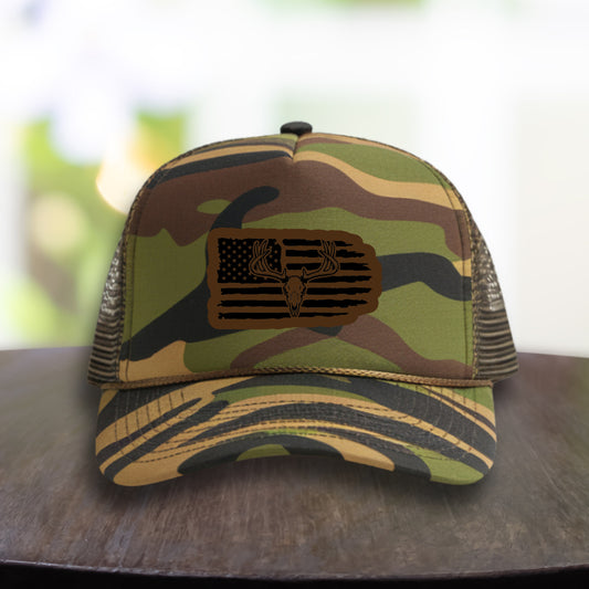 American Deer Skull-"  Leatherette Patch