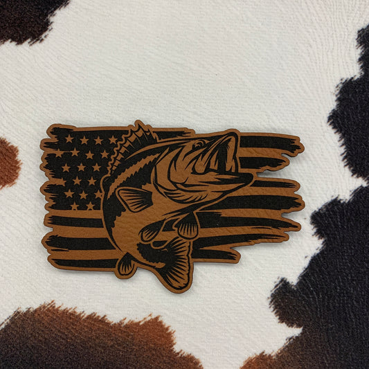 Tattered Fish Flag- 3.5" wide x 2.5" tall Leatherette Patch