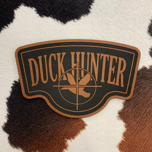 Duck Hunter- 3.45" wide x 2.25" tall Leatherette Patch