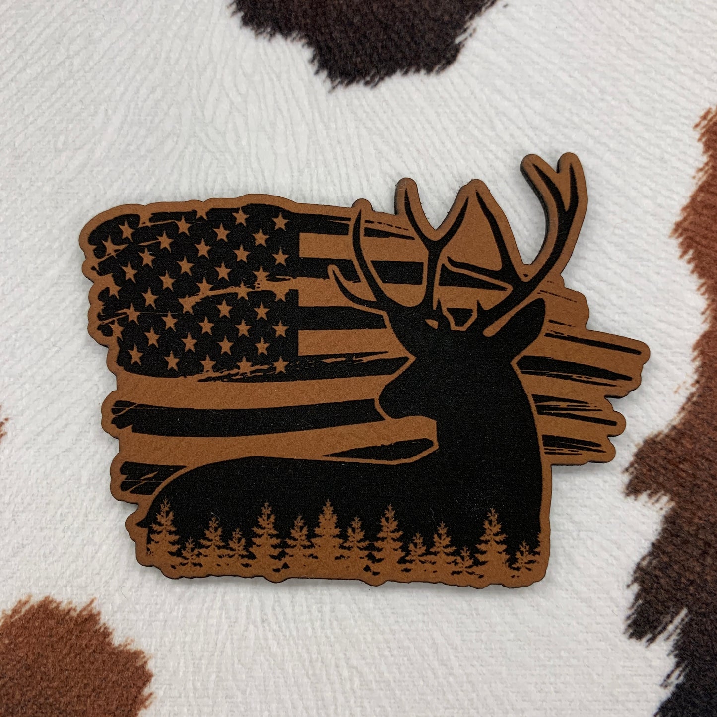 Standing American Buck- 3.1“ wide x 2.3" tall Leatherette Patch
