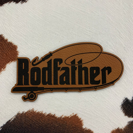 Rodfather- 3.7" wide x 1.7" tall Leatherette Patch