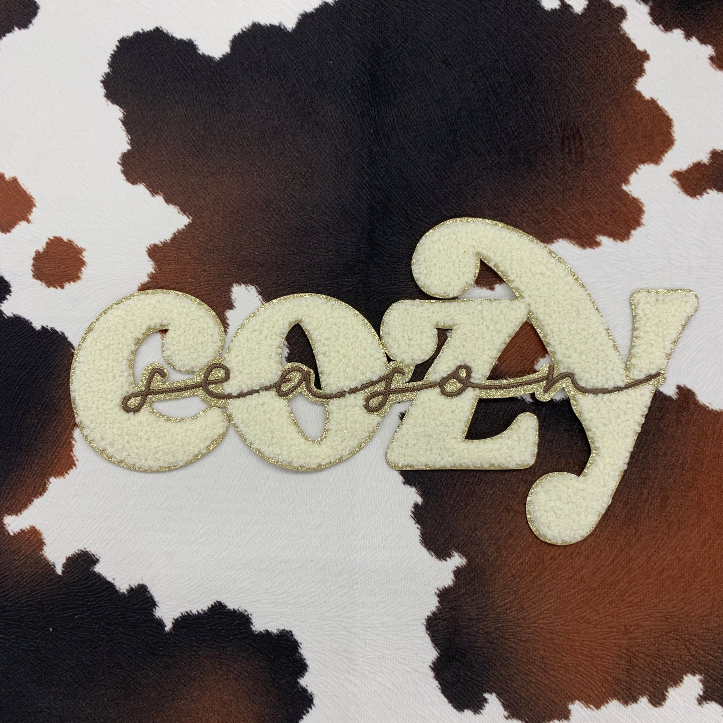 Cozy Season- 11.25" wide x 5.75" tall Chenille Patch