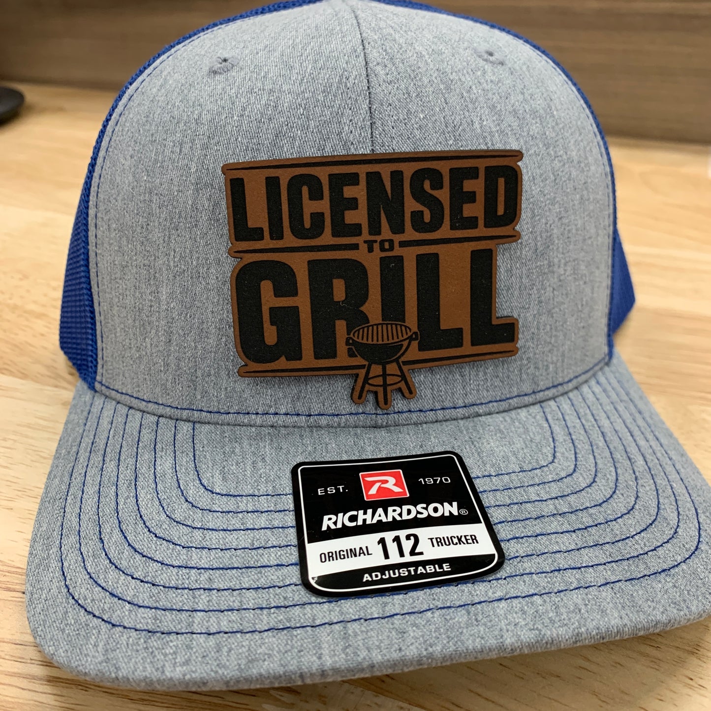 Licensed to Grill- 2.5" wide x 2.4" tall Leatherette Patch