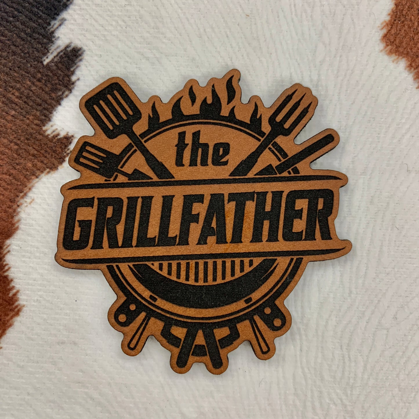 The Grillfather- 2.25" wide x 2.4" tall Leatherette Patch