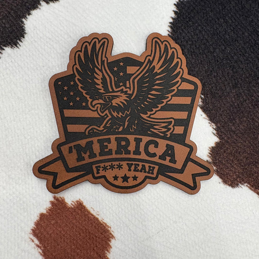 'Merica F*** Yeah- 2.5" wide x 2.25" tall Leatherette Patch