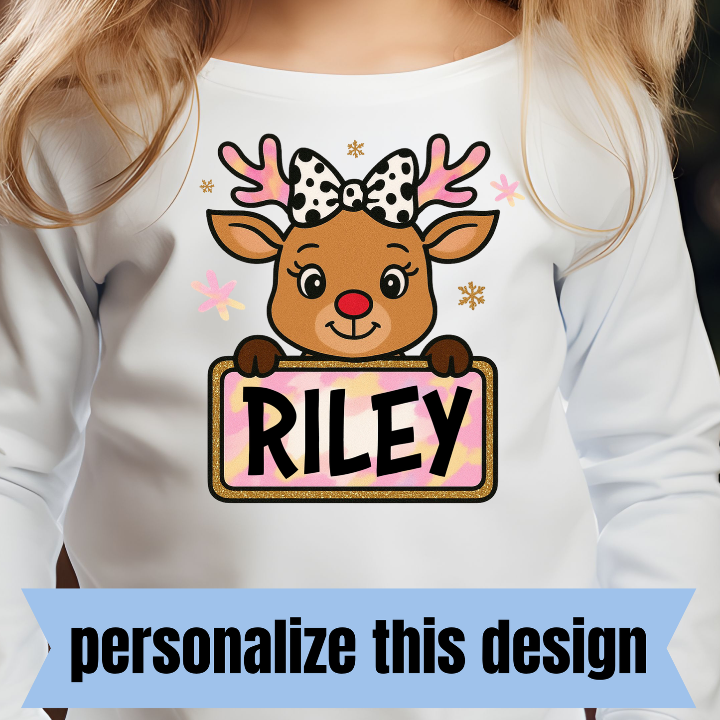 **CUSTOM PREORDER** Girl Reindeer - Personalized DTF
