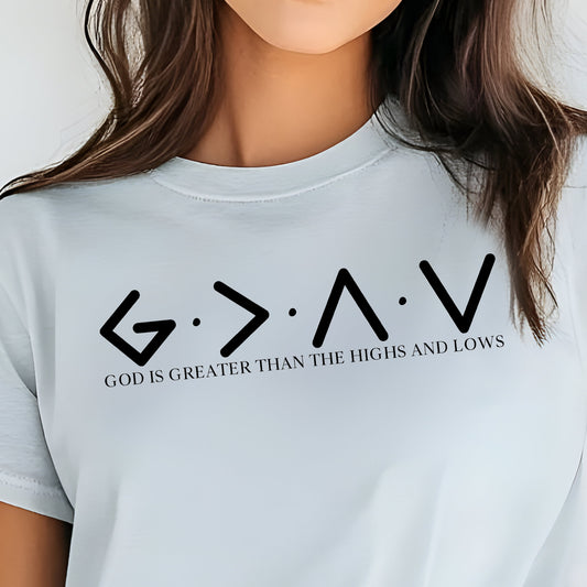God is Greater Than the Highs and the Lows- Single Color (black)- 11.5" wide Screen Print Transfer
