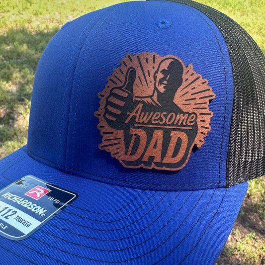 Awesome Dad- " wide x " tall Leatherette Patch