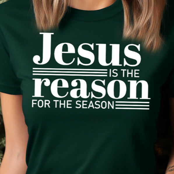 Jesus Is the Reason For the Season- Single Color (white)- 11.5" wide Plastisol Screen Print Transfer