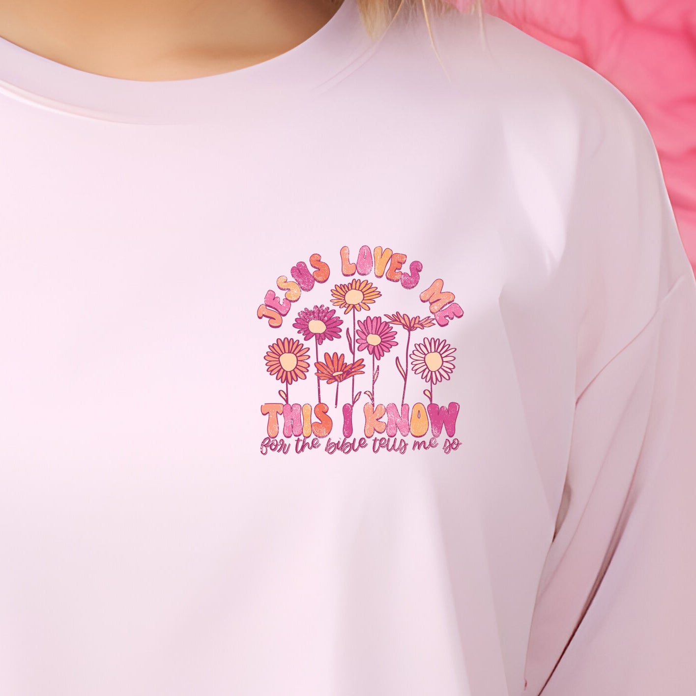 Jesus Loves Me This I Know, For the Bible Tells Me So (pocket/hat)- 3.15" wide DTF Transfer