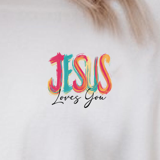 Jesus Loves You (pocket)- 3.15” wide DTF Transfer