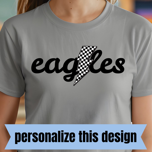 *PREORDER* Checkered Lightning Bolt - Personalized DTF