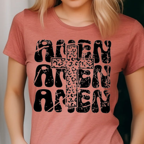Amen Amen Amen- Single Color (black)- 11.5" wide Screen Print Transfer