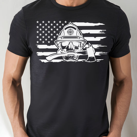 American Firefighter- Single Color (white)- 11.5" Screen Print Transfer