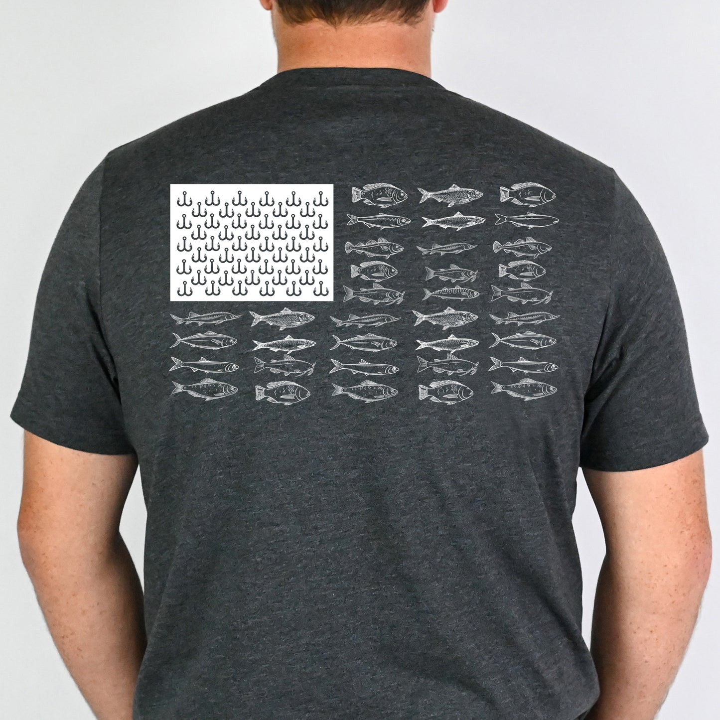 American Fish Flag WITH Weekend Hooker pocket- Single Color (white)- 11.5" Screen Print Transfer