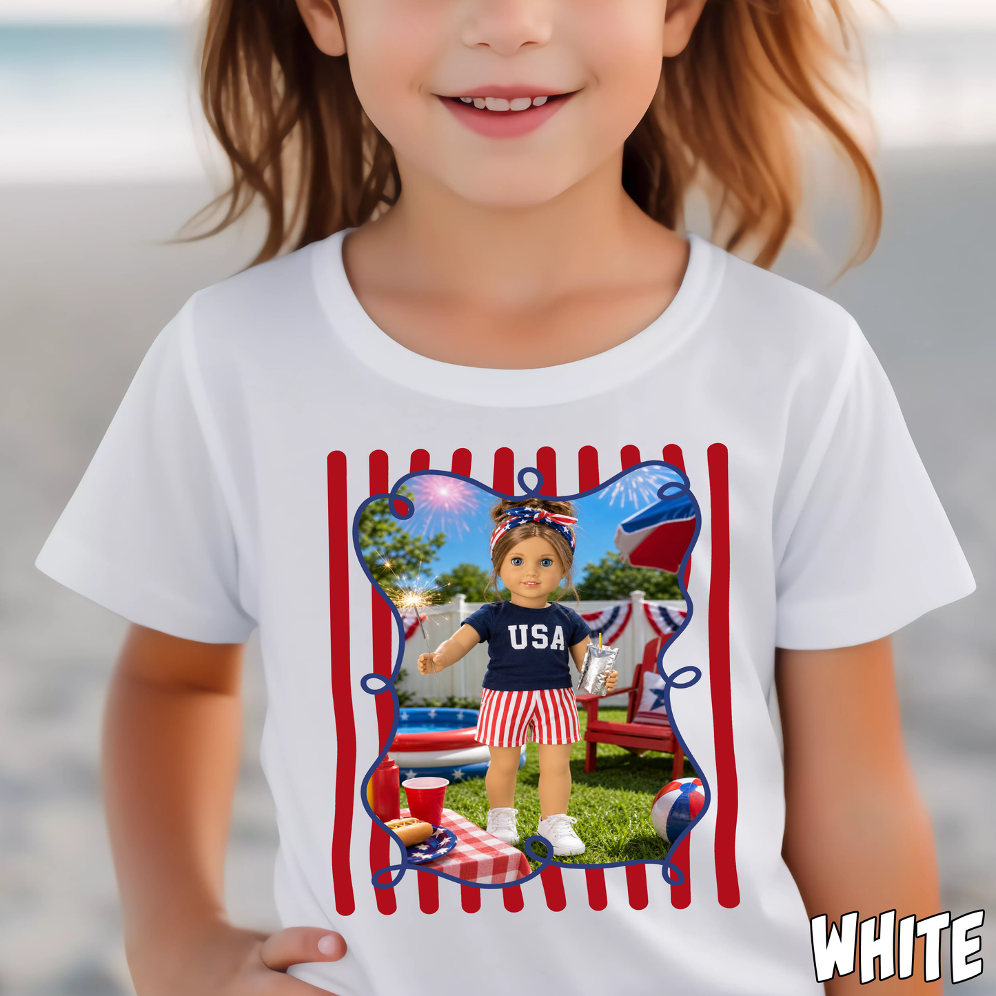 American Girl 4th of July- Full Color DTF Transfer