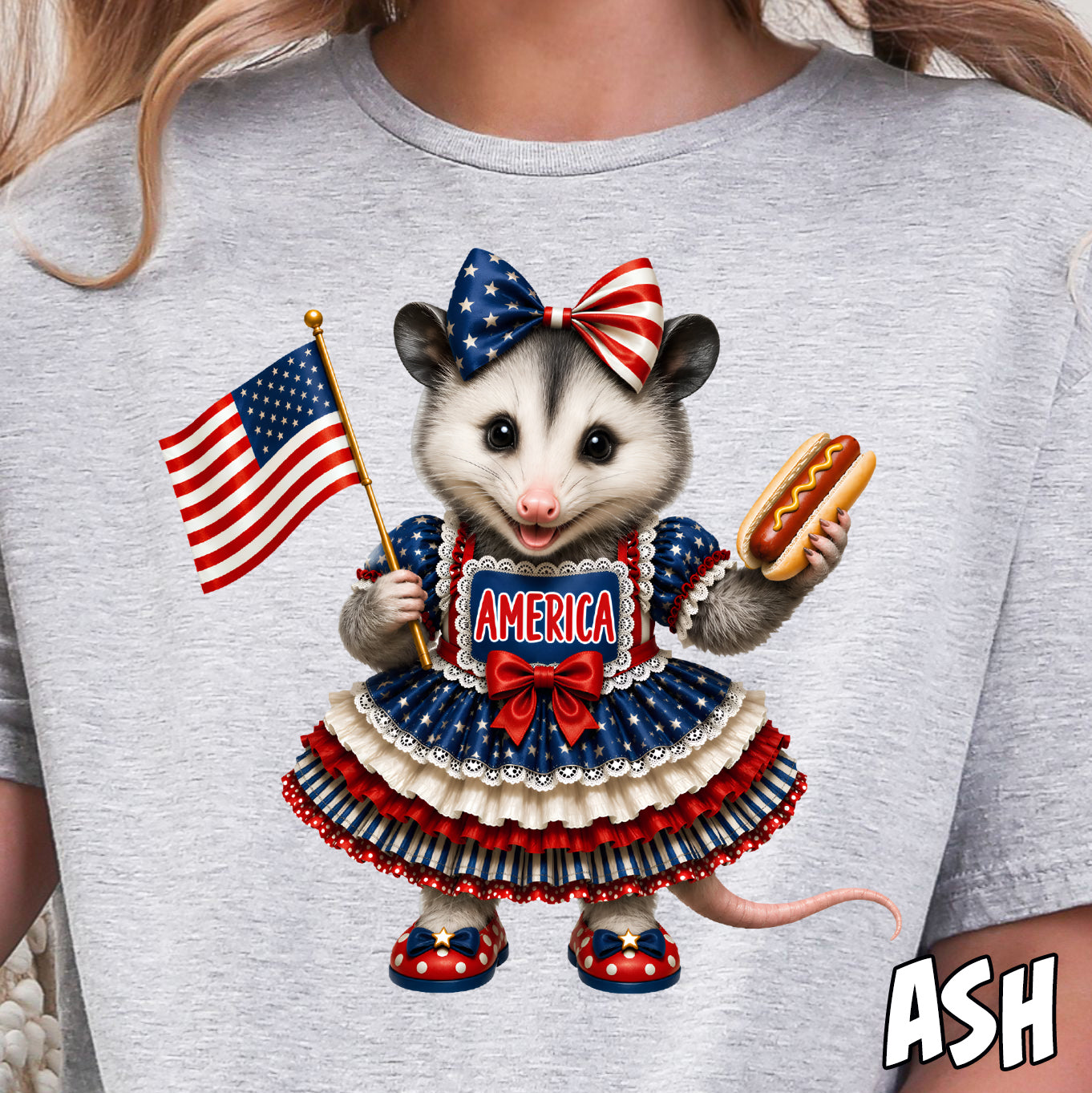 Girly American Opossum- Full Color DTF Transfer