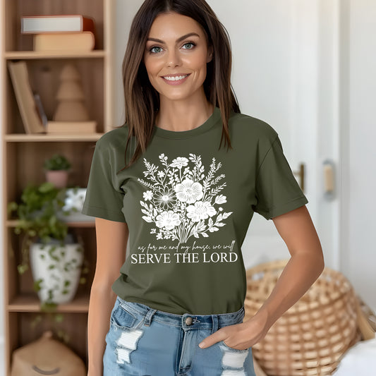 As For Me and My House , We Will Serve the Lord- Single Color (white)- 11.5" wide Plastisol Screen Print Transfer