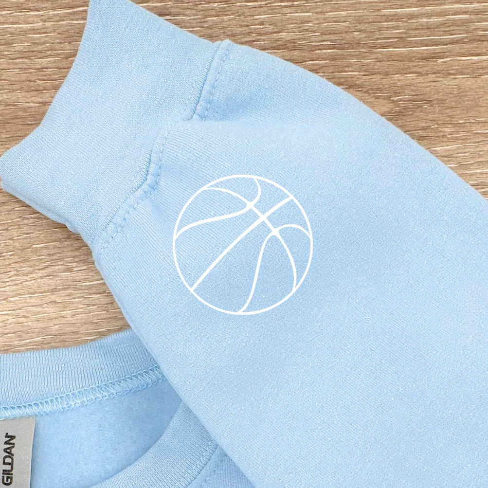 Basketball *Set of 2* (Pocket/Sleeve design)- Single Color (white)- 2" wide Plastisol Screen Print Transfer