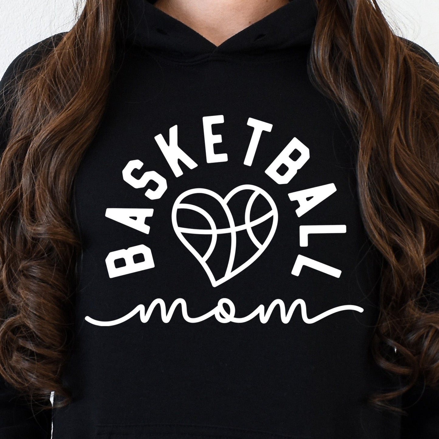 Basketball Mom - Single Color (white)- 11" wide Plastisol Screen Print Transfer