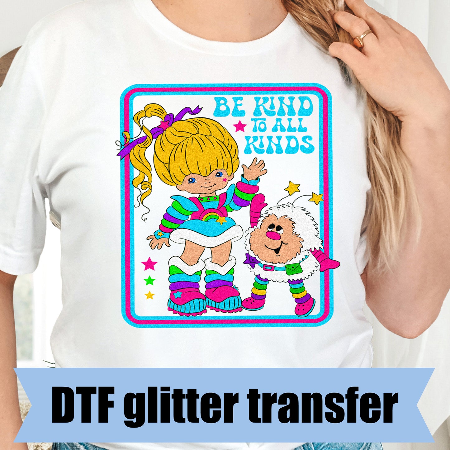 Be Kind to All Kinds- 11" wide DTF Glitter Transfer