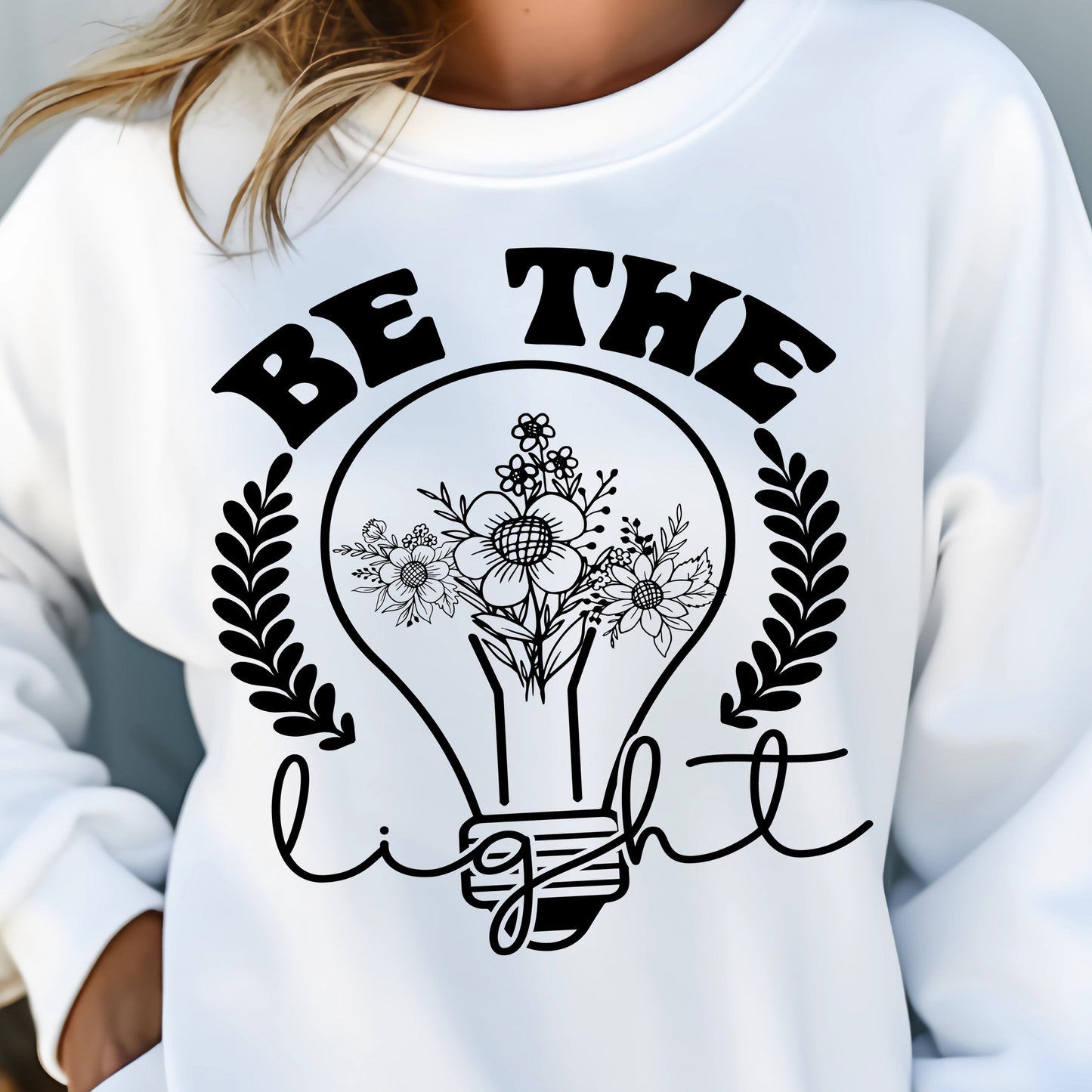 Be the Light- Single Color (black)- 11.5" wide Screen Print Transfer