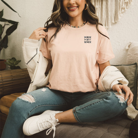 Checkered Bow Coquette (pocket/hat)- 3.1" wide DTF Transfer