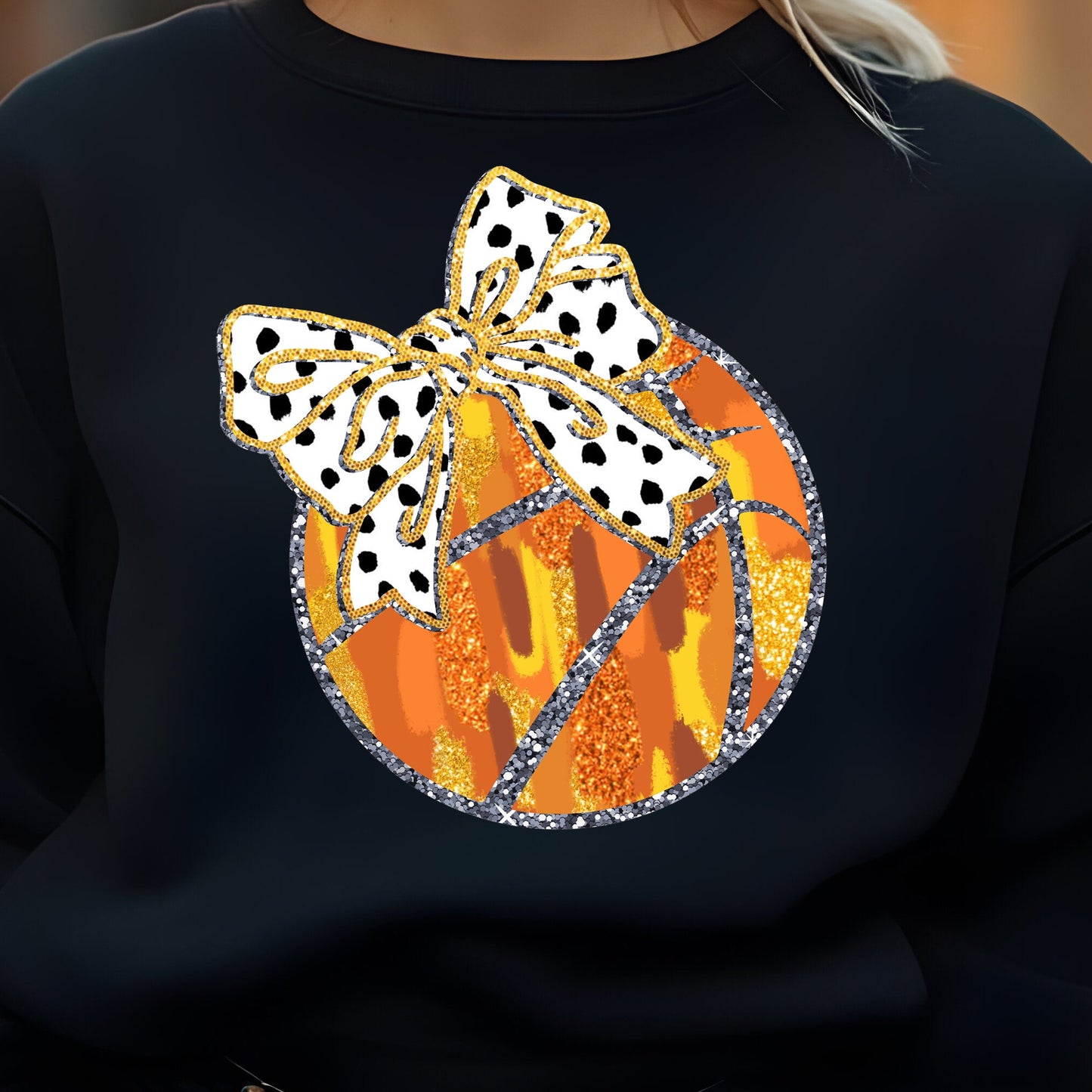 Glitter Brushstroke Basketball- 11" wide DTF Transfer