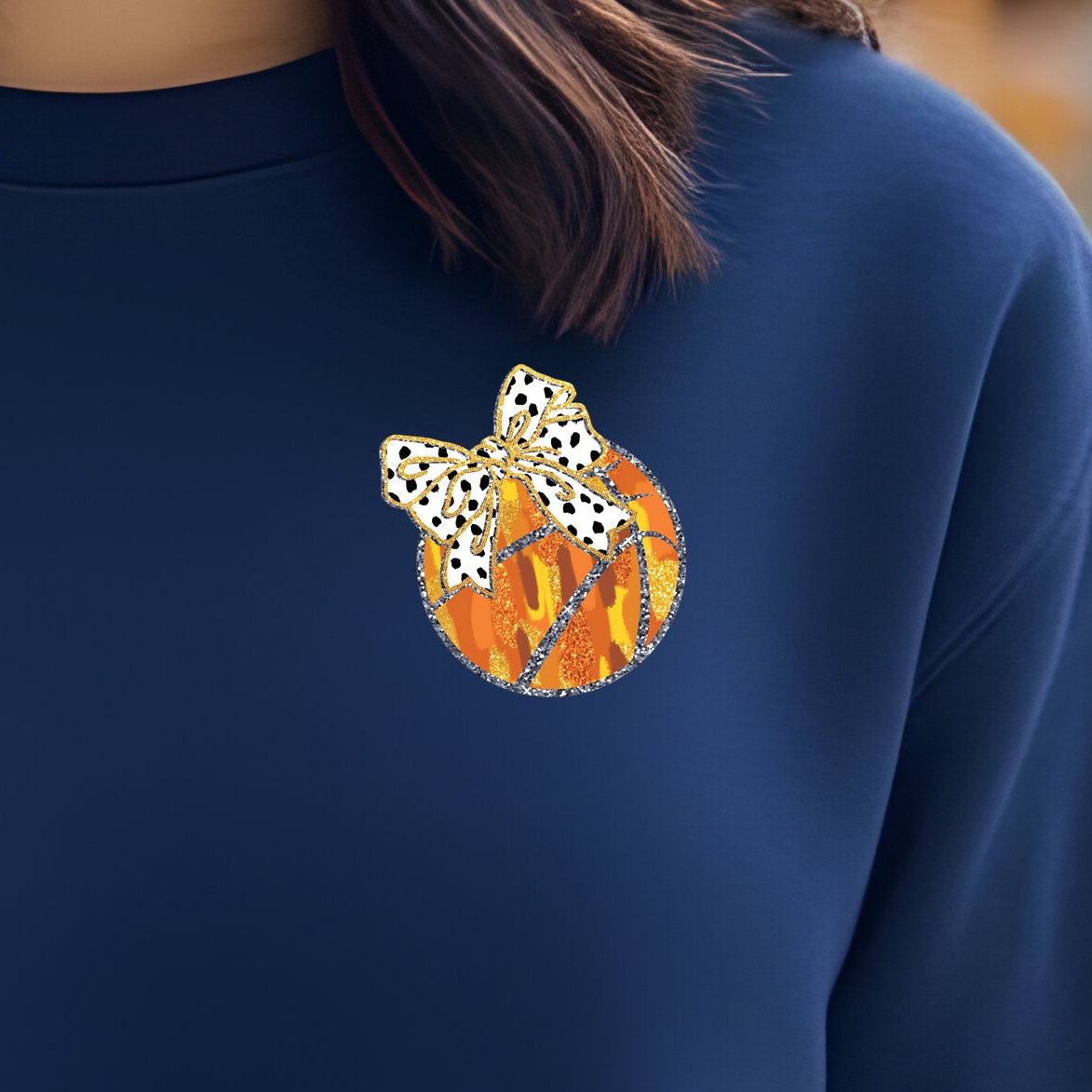 Glitter Brushstroke Basketball (pocket)- 3" wide DTF Transfer