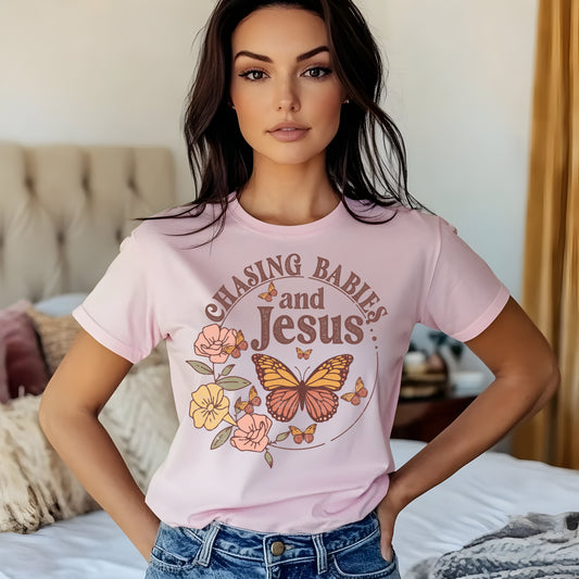 Chasing Babies and Jesus- 11" wide DTF Transfer