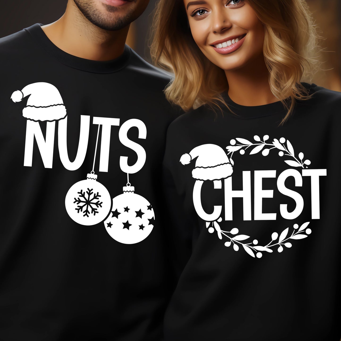 Chest / Nuts **2 print set** - Single Color (white)- 11.5" wide Plastisol Screen Print Transfer