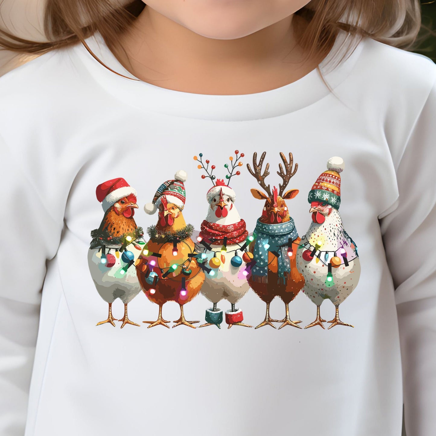 Christmas Chickens (Toddler)- 7" wide DTF Transfer