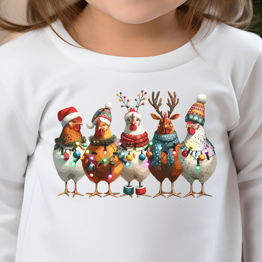 Christmas Chickens (Toddler)- 7" wide DTF Transfer