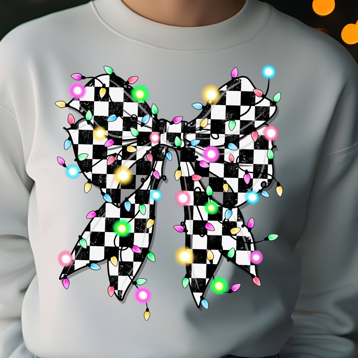 Christmas Checkered Coquette Bow- 11" wide DTF Transfer