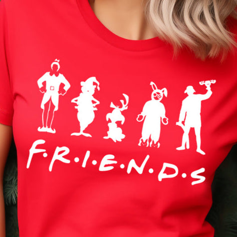 Christmas F.R.I.E.N.D.S- Single Color (white)- 11.5" wide Plastisol Screen Print Transfer